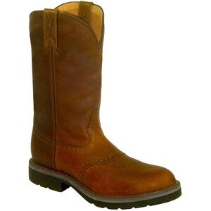 TWISTED X Pull On Work Boots Oiled Brown Leather Foot Round Steel Toe Size 10 D